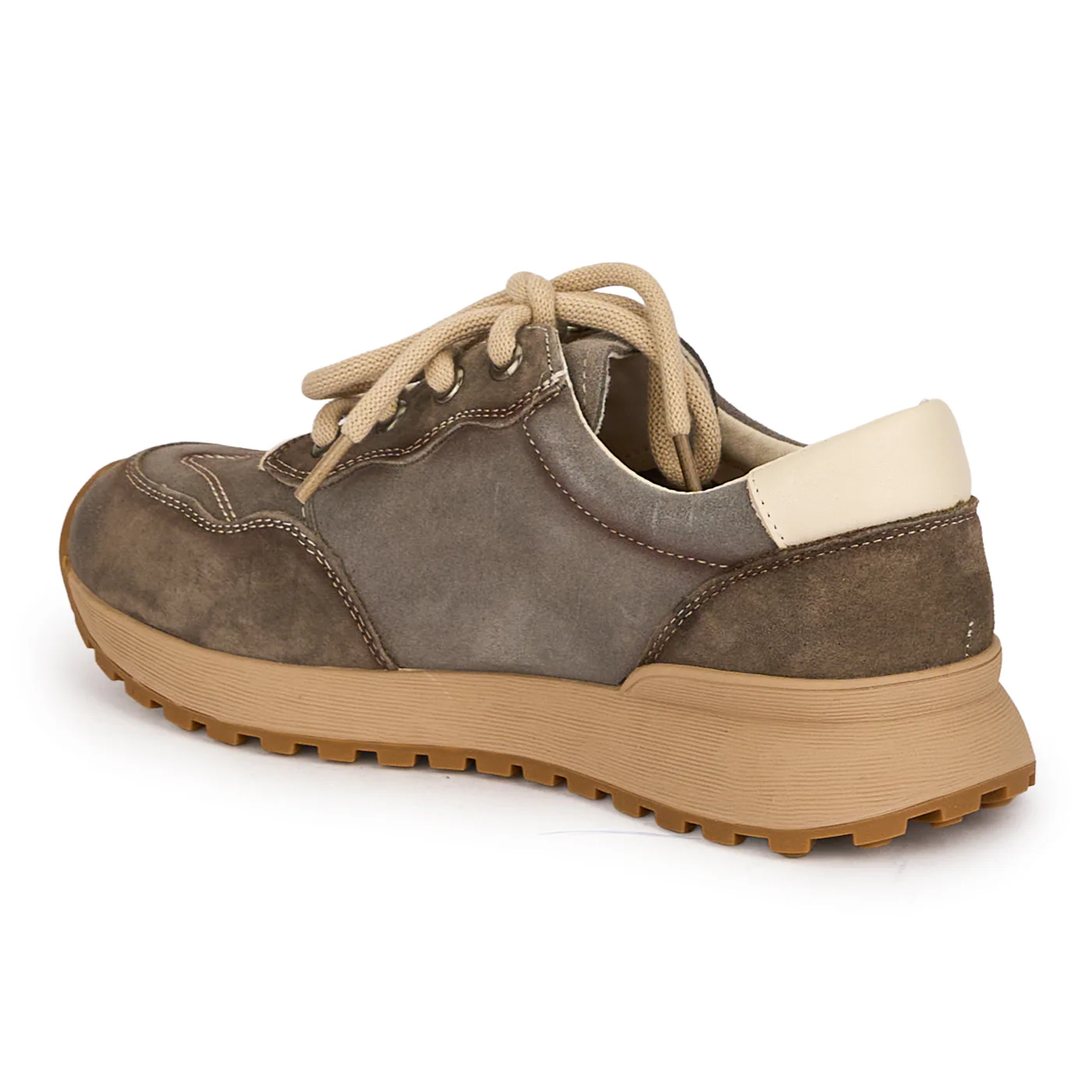 Pantofi casual dama din piele naturala gri cu siret 18743 - Image 2