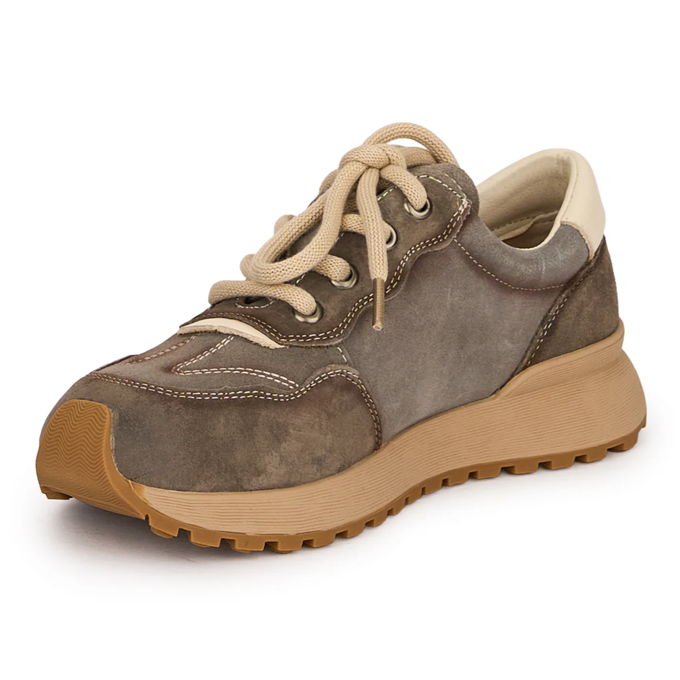 Pantofi casual dama din piele naturala gri cu siret 18743 - Image 3
