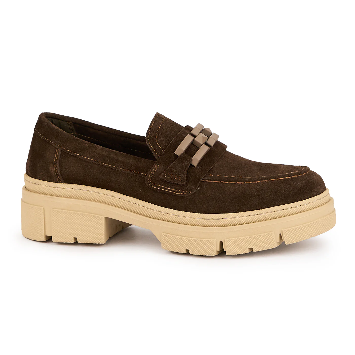 Pantofi casual dama din piele naturala maro cu accesoriu 16164 - Image 2