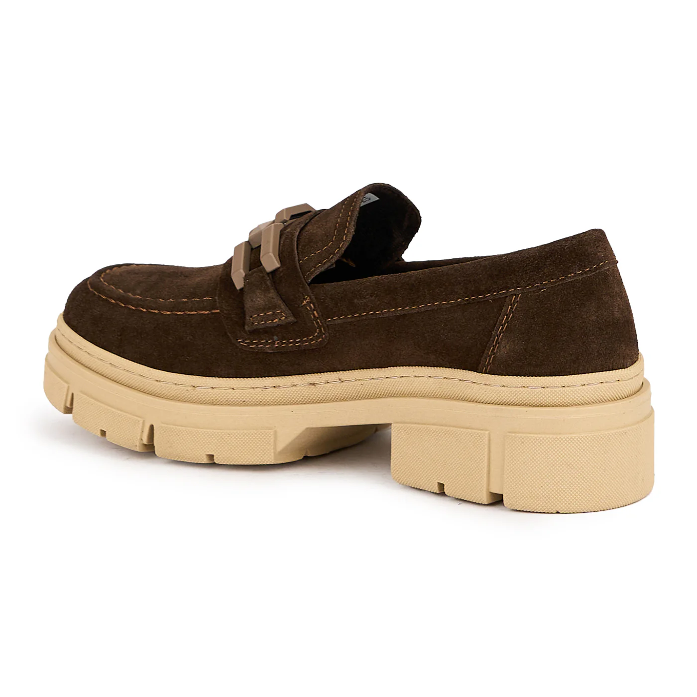 Pantofi casual dama din piele naturala maro cu accesoriu 16164 - Image 3