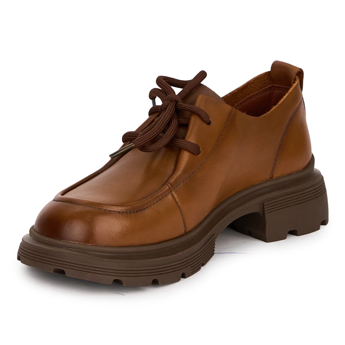 Pantofi casual dama din piele naturala maro cu siret 18734 - Image 3