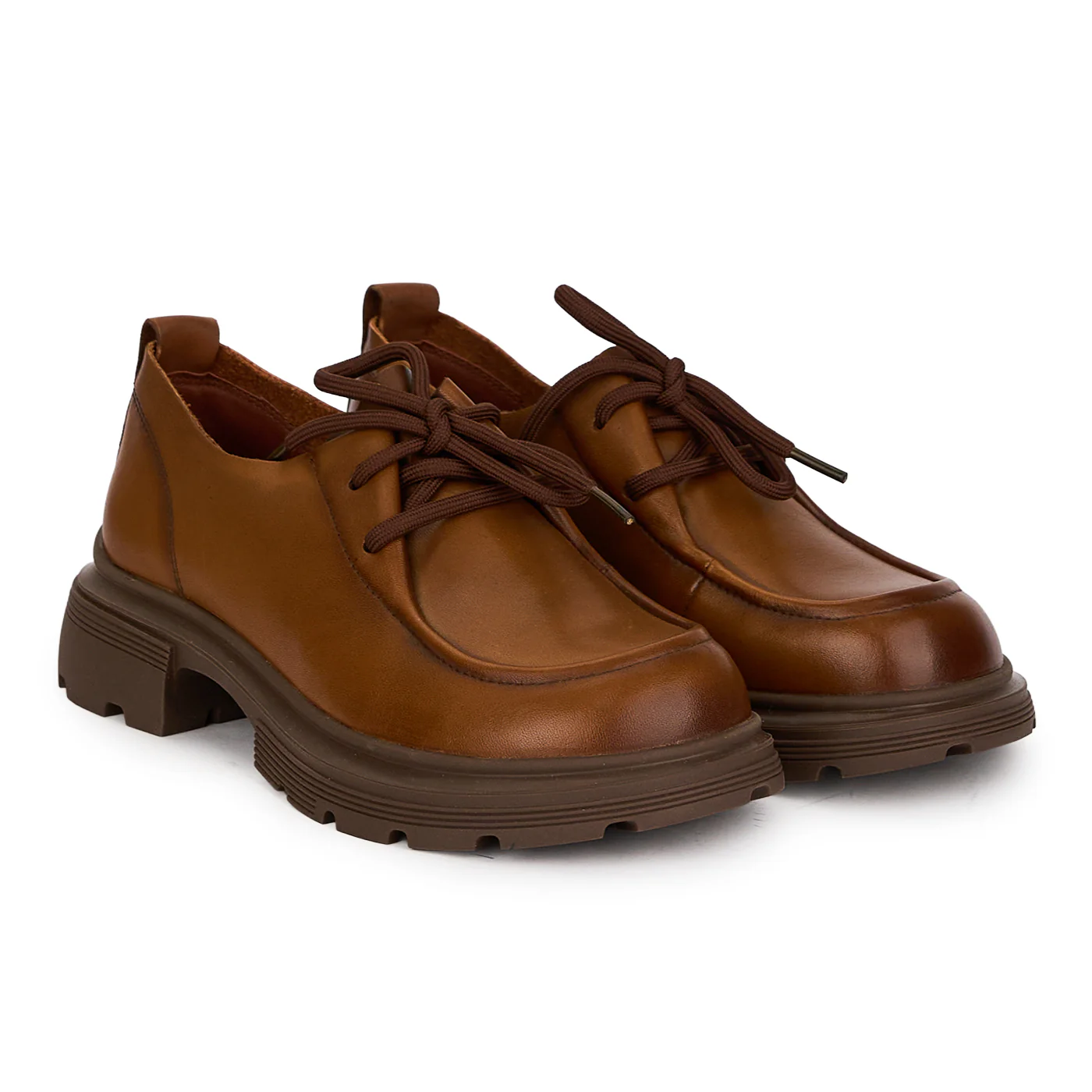 Pantofi casual dama din piele naturala maro cu siret 18734 - Image 4