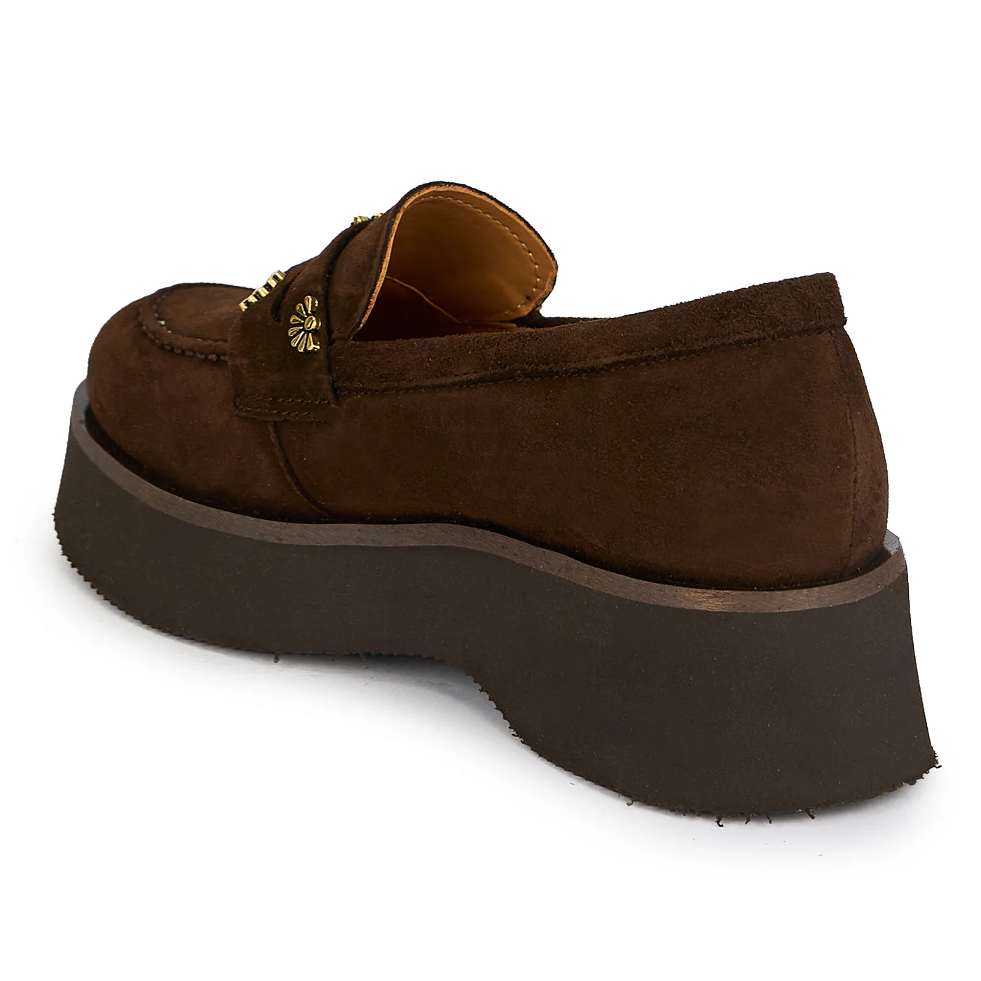 Pantofi casual damă din piele naturală maro cu talpa inalta 4.5 cm 19644 - Image 3