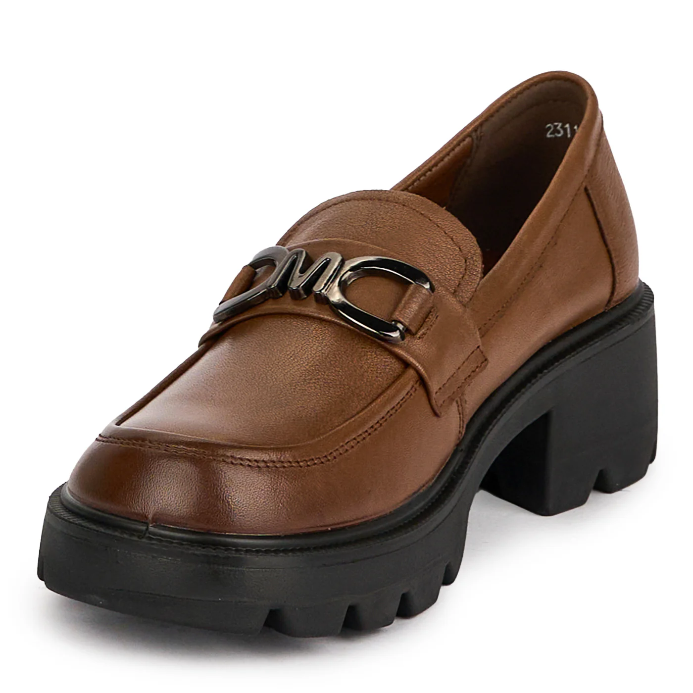 Pantofi casual dama din piele naturala maro cu talpa inalta 5 cm 18668 - Image 3