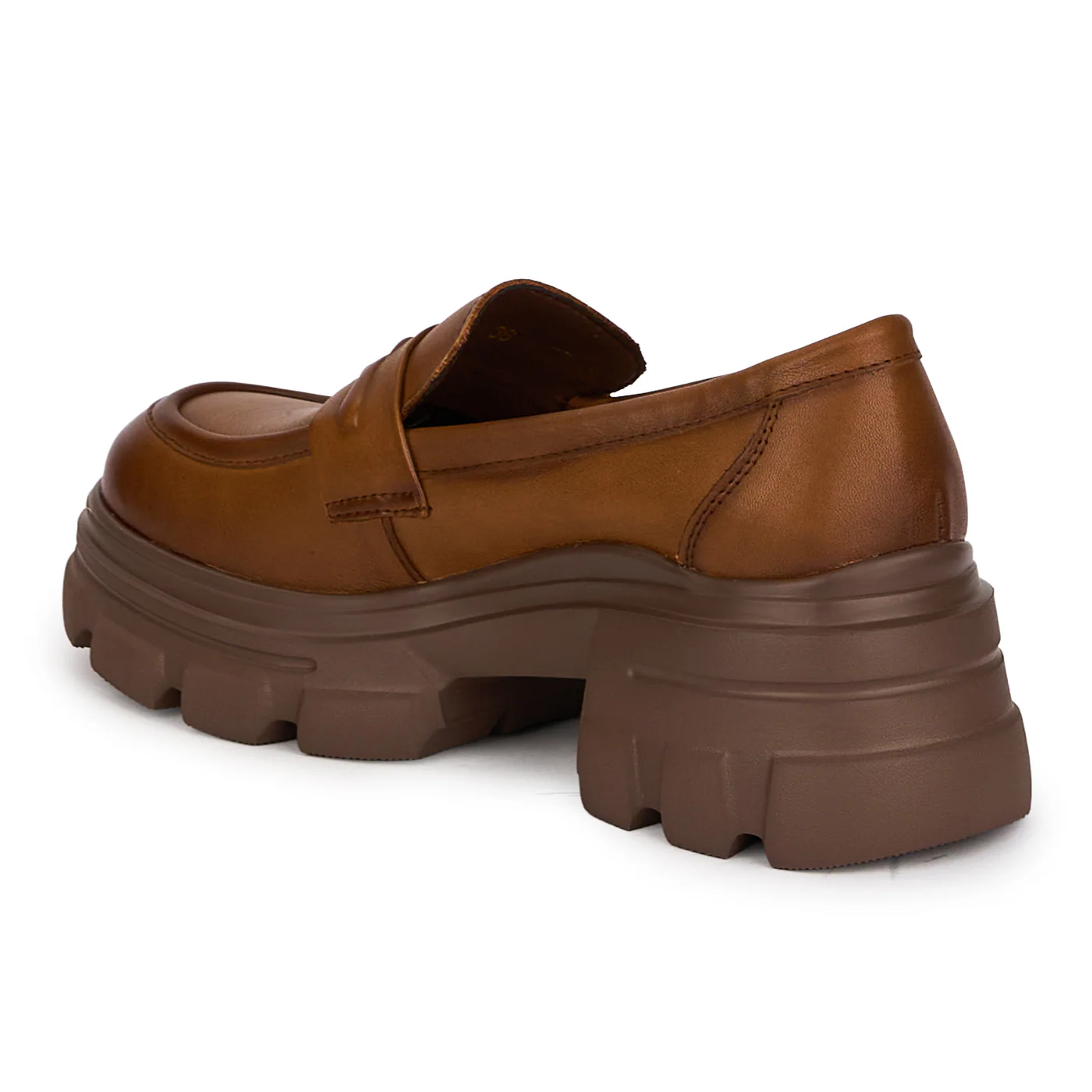 Pantofi casual dama din piele naturala maro cu talpa inalta 6 cm 18719 - Image 2