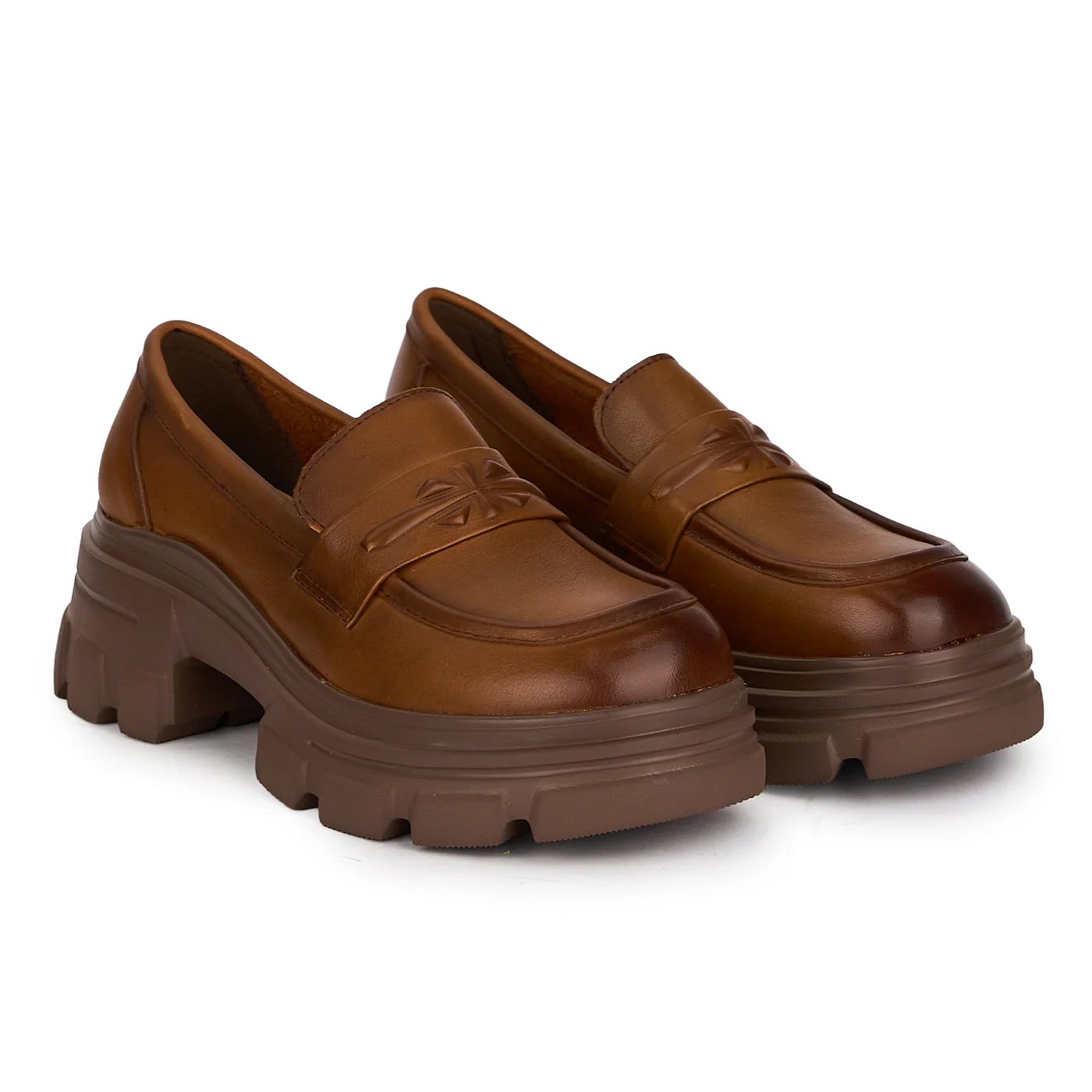 Pantofi casual dama din piele naturala maro cu talpa inalta 6 cm 18719 - Image 4