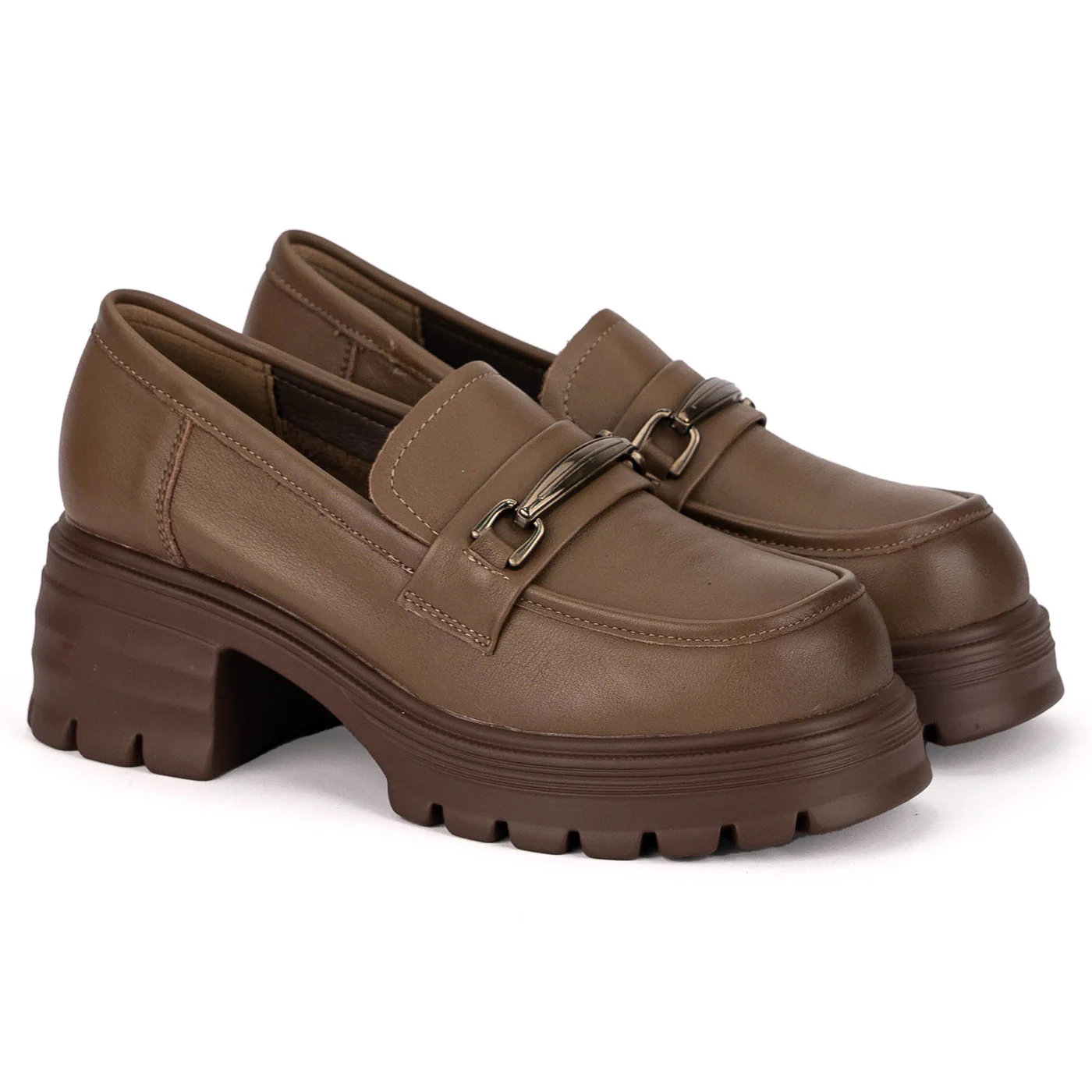 Pantofi casual dama din piele naturala maro cu talpa inalta 6 cm 18791 - Image 4