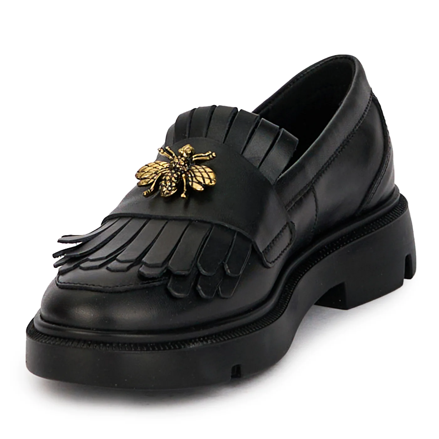 Pantofi casual dama din piele naturala neagra cu accesoriu metalic 18291 - Image 3