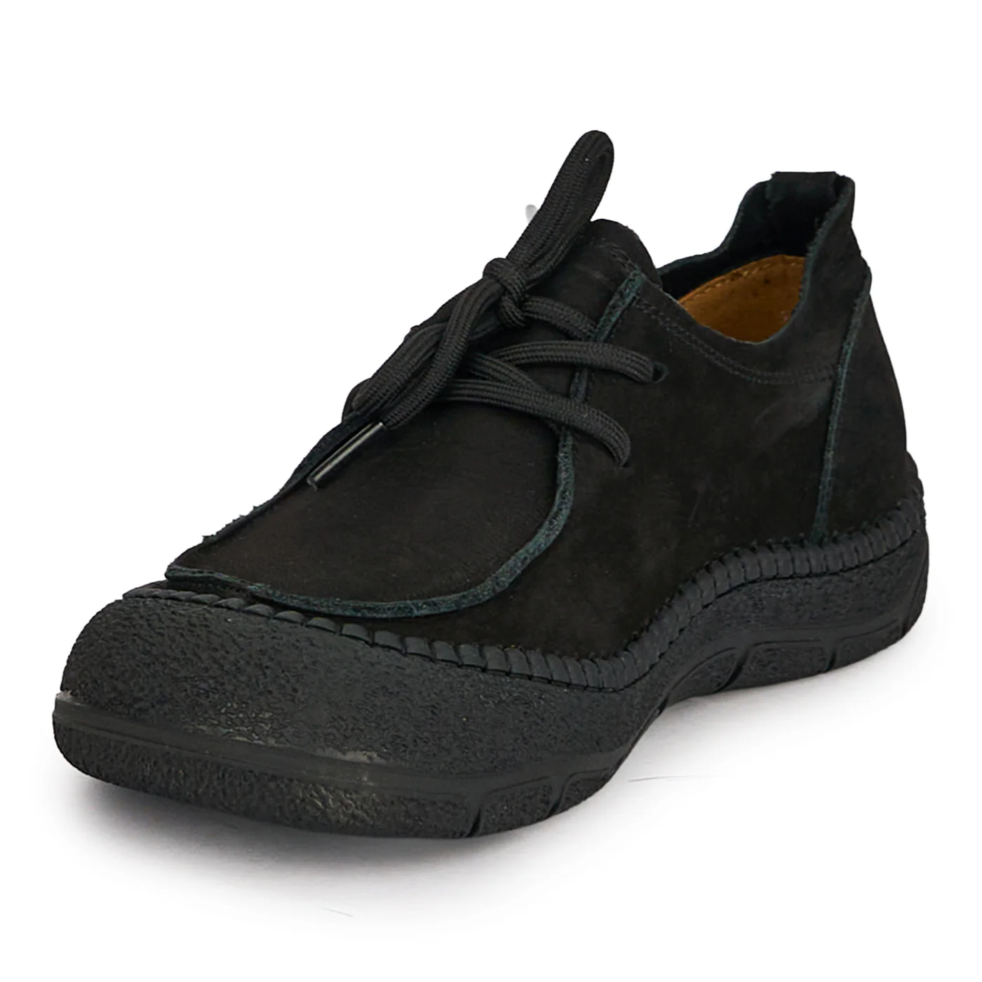 Pantofi casual dama din piele naturala neagra cu siret 18726 - Image 3