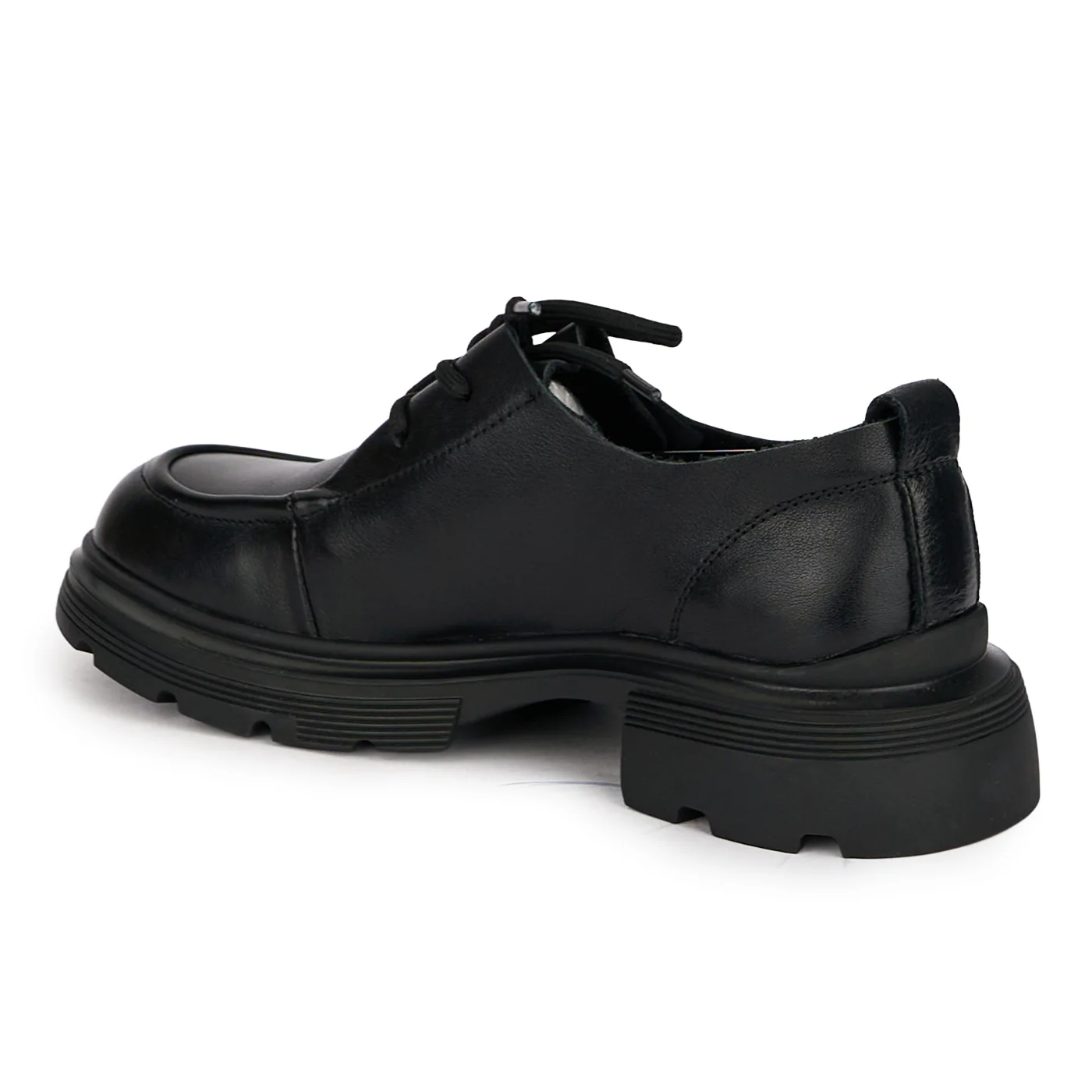 Pantofi casual dama din piele naturala neagra cu siret 18733 - Image 2