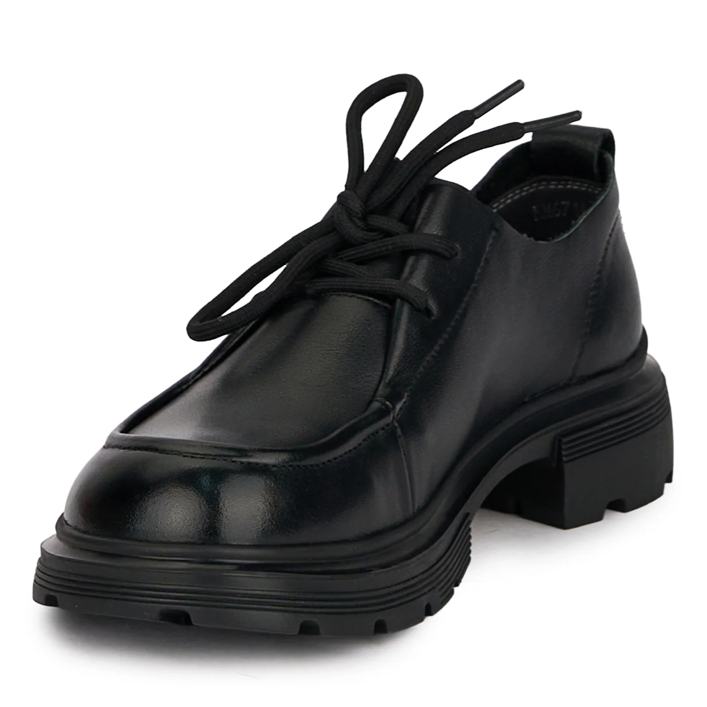 Pantofi casual dama din piele naturala neagra cu siret 18733 - Image 3