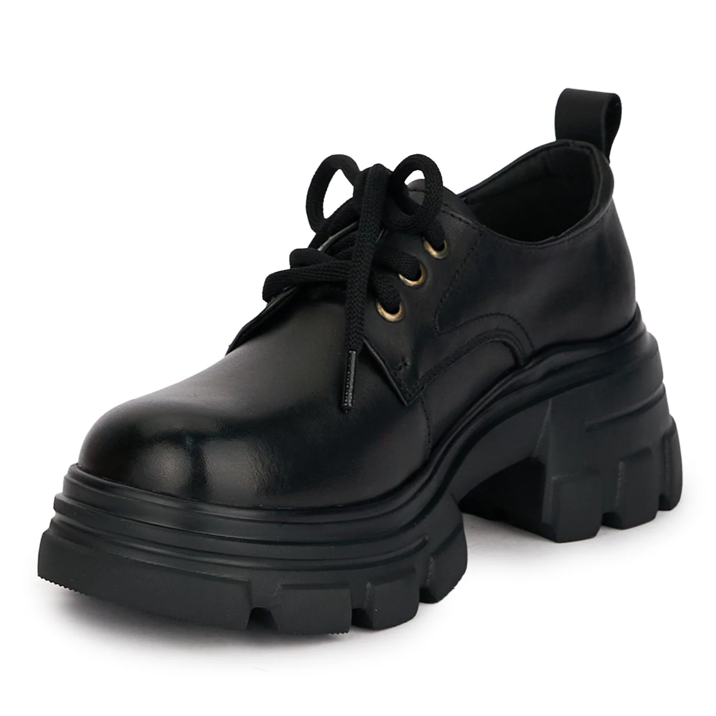 Pantofi casual dama din piele naturala neagra cu siret 18737 - Image 3