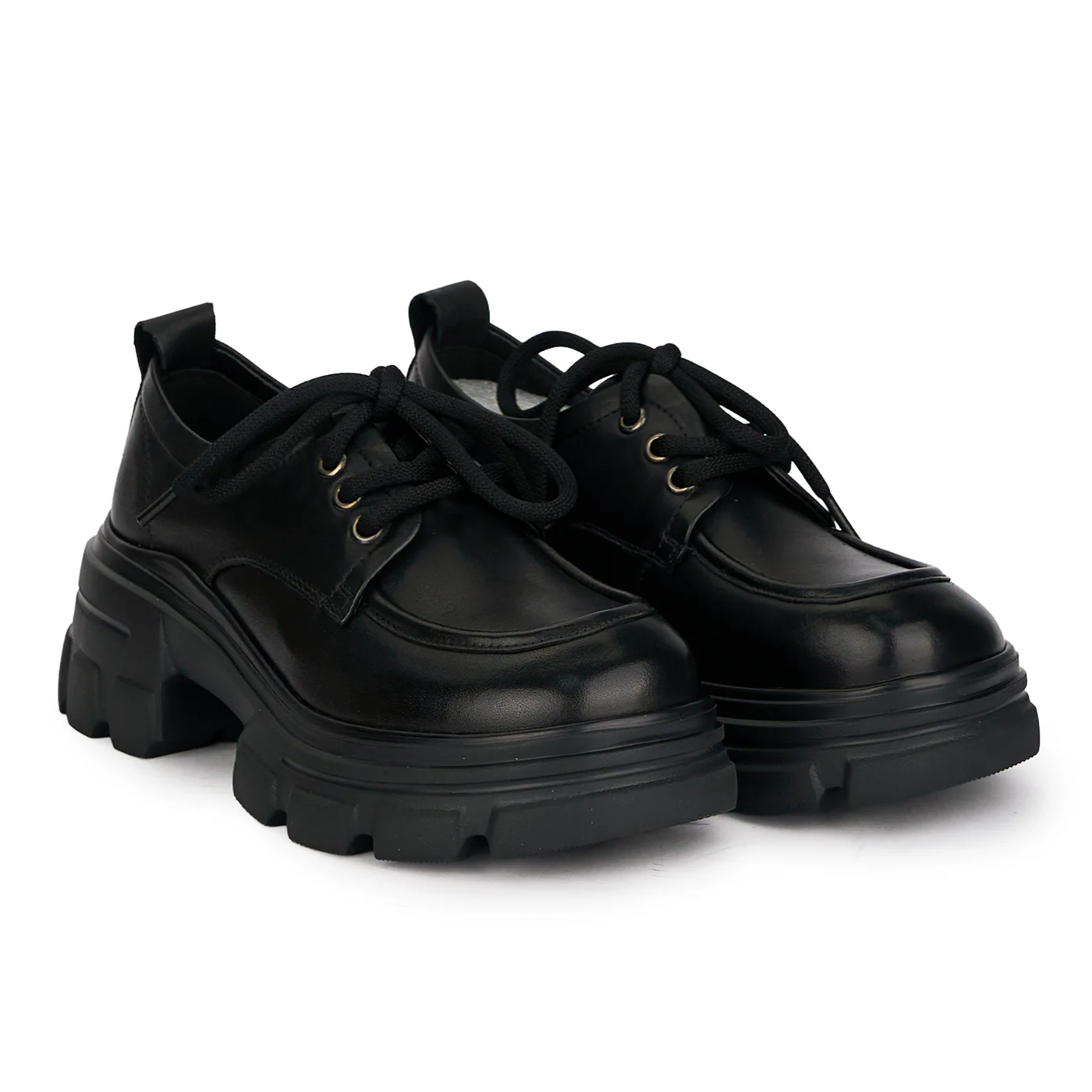 Pantofi casual dama din piele naturala neagra cu siret 18742 - Image 4