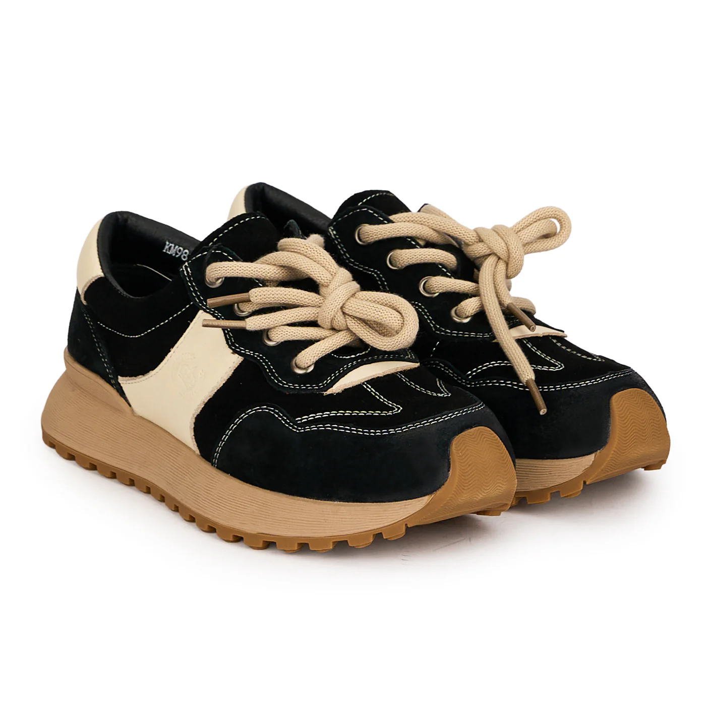 Pantofi casual dama din piele naturala neagra cu siret 18744 - Image 4