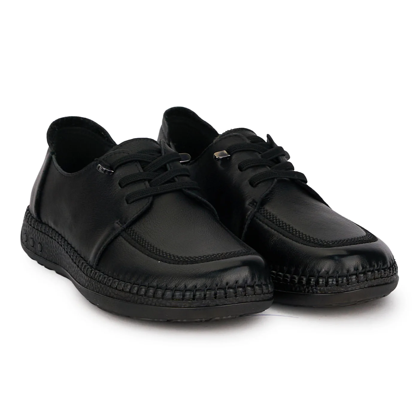 Pantofi casual dama din piele naturala neagra cu siret elastic 18729 - Image 4