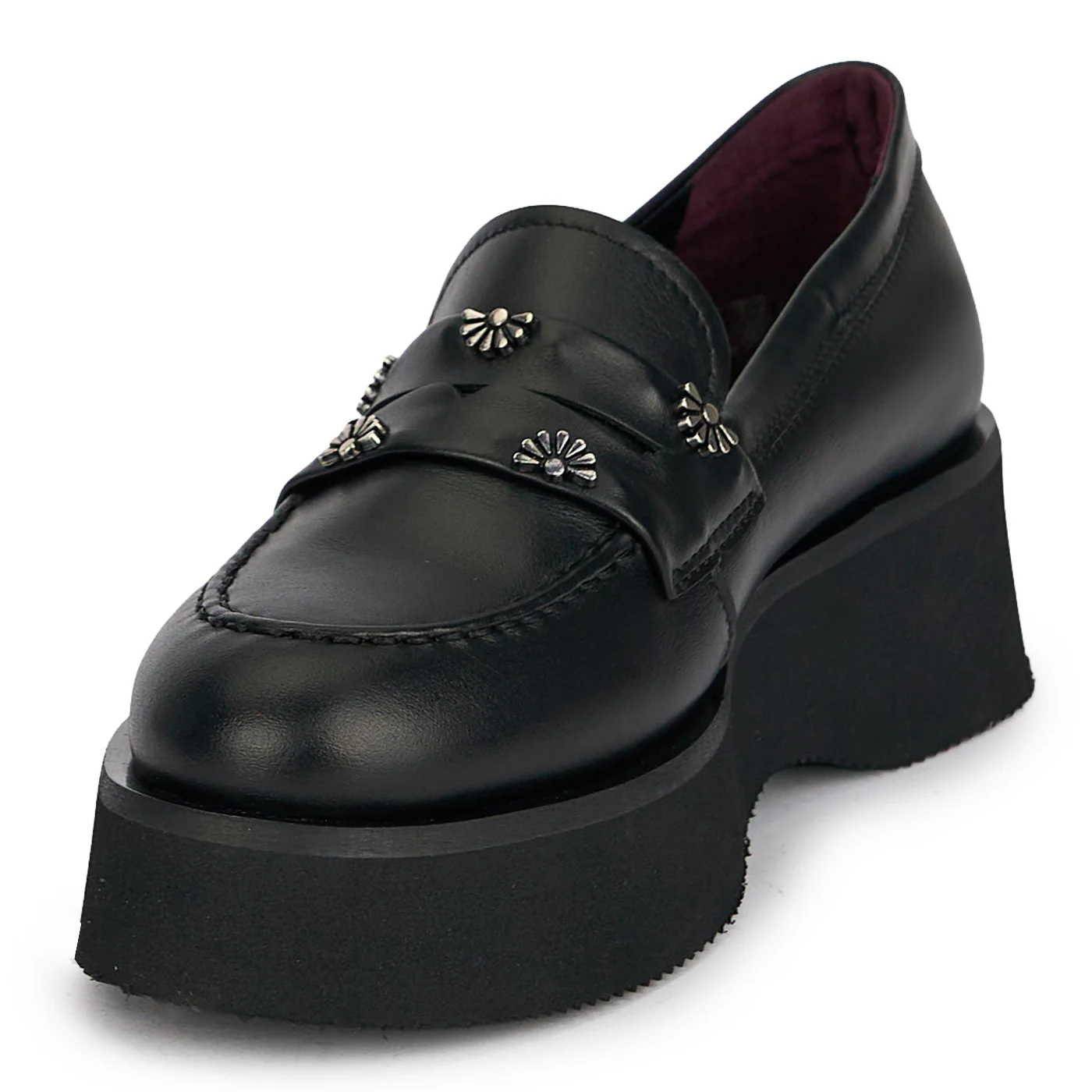 Pantofi casual damă din piele naturală neagra cu talpa inalta 4.5 cm 19642 - Image 4