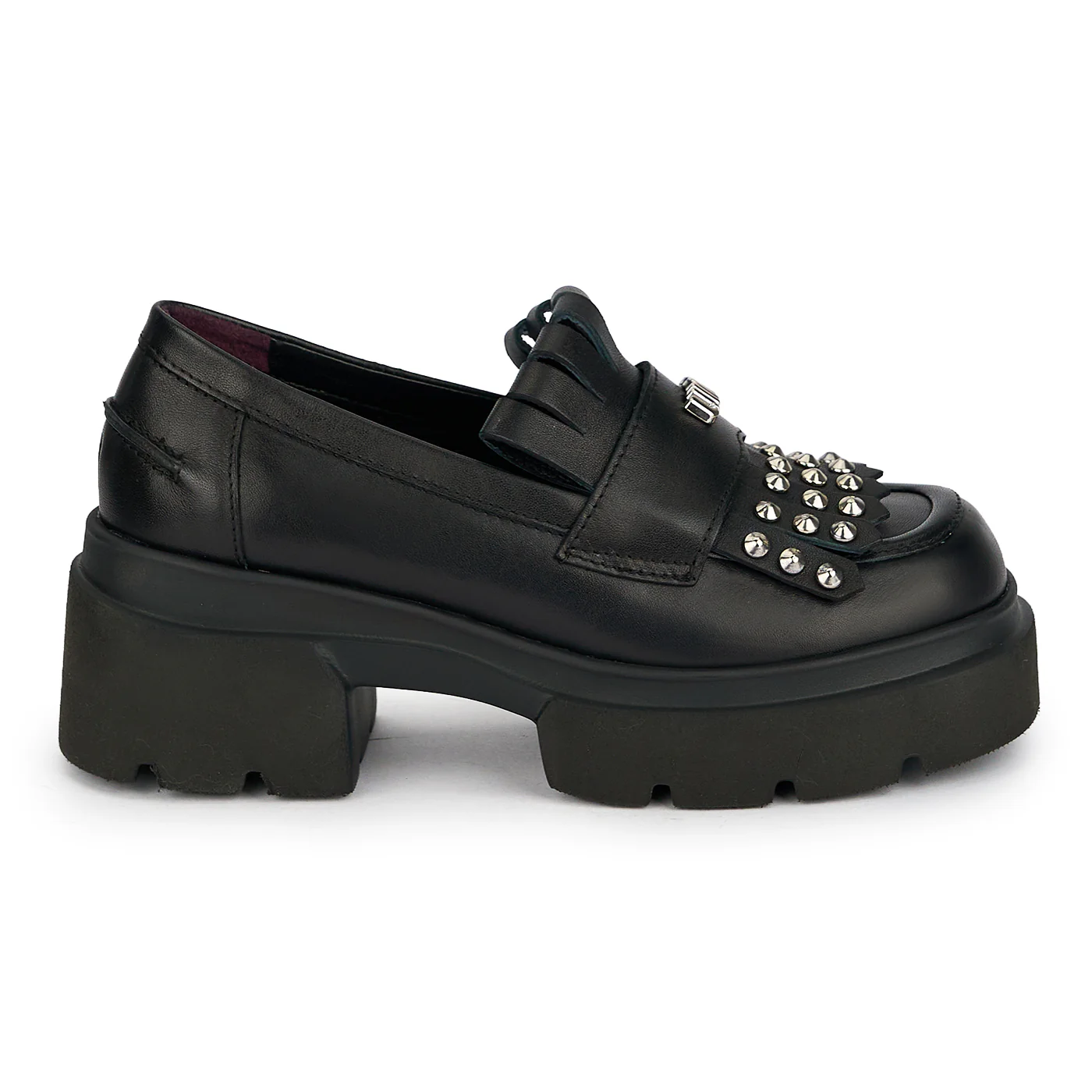 Pantofi casual damă din piele naturală neagra cu talpa inalta 5.5 cm 19645 - Image 2