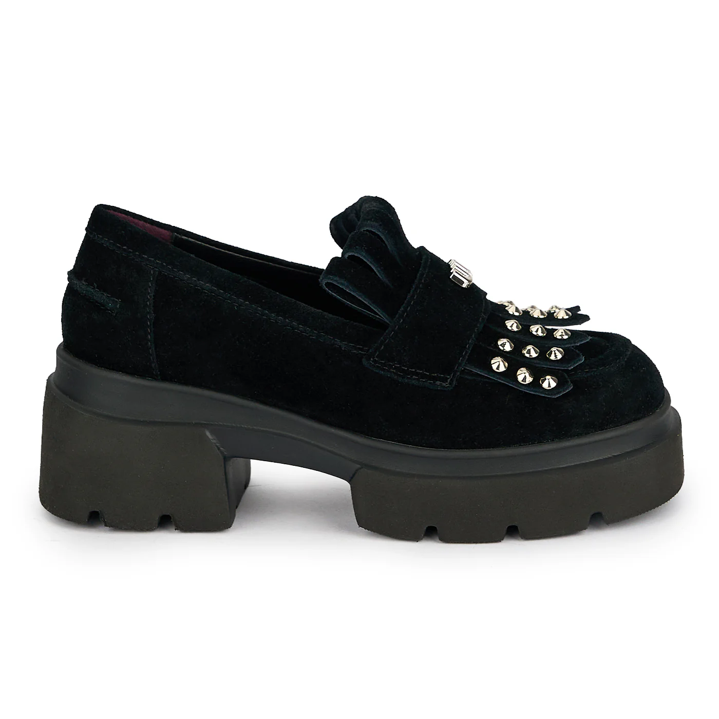 Pantofi casual damă din piele naturală neagra cu talpa inalta 5.5 cm 19646 - Image 2