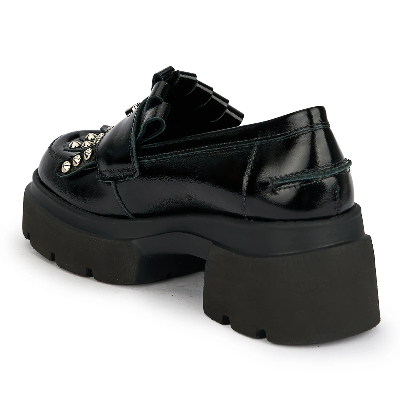Pantofi casual damă din piele naturală neagra cu talpa inalta 5.5 cm 19647 - Image 3