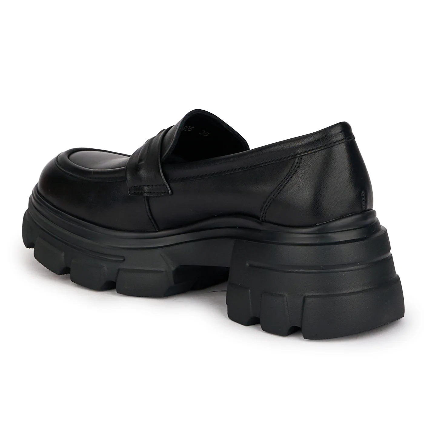Pantofi casual dama din piele naturala neagra cu talpa inalta 6 cm 18717 - Image 2