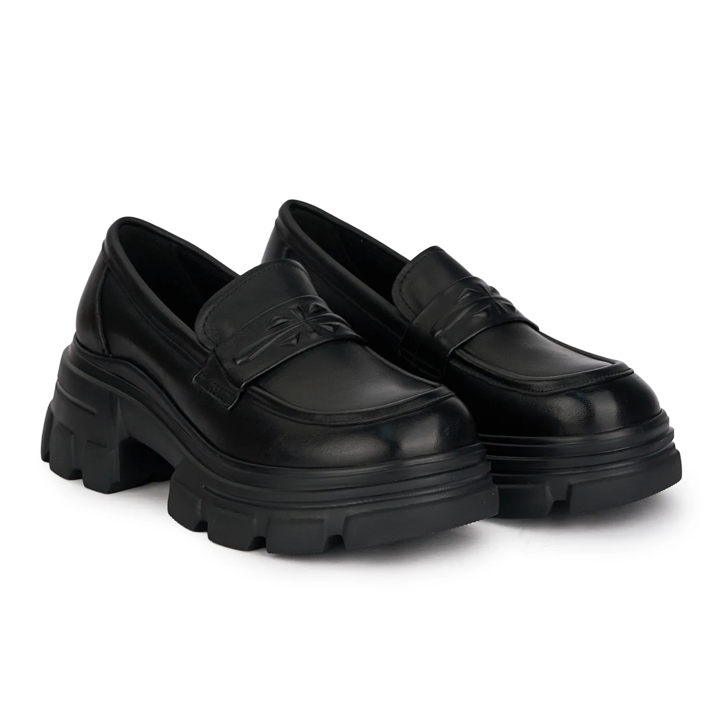 Pantofi casual dama din piele naturala neagra cu talpa inalta 6 cm 18717 - Image 4