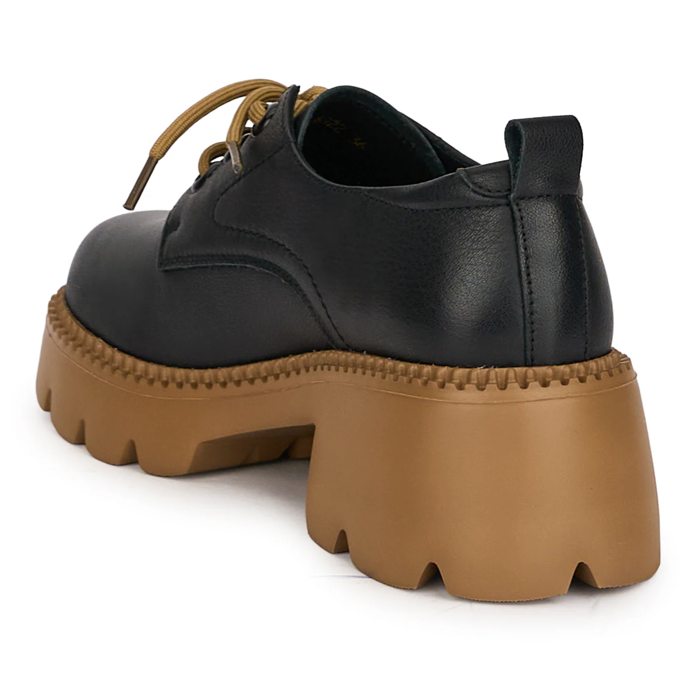 Pantofi casual dama din piele naturala neagra cu talpa inalta 6 cm 18755 - Image 2