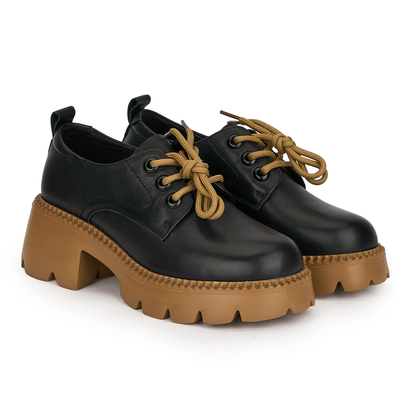 Pantofi casual dama din piele naturala neagra cu talpa inalta 6 cm 18755 - Image 4