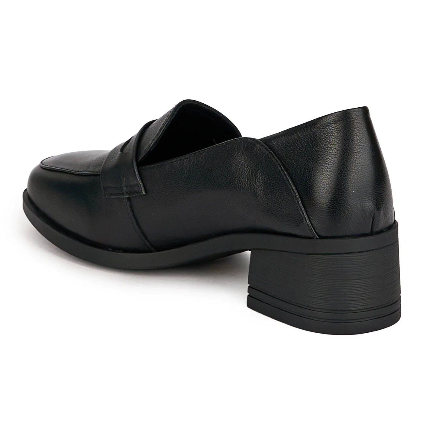 Pantofi casual dama din piele naturala neagra cu toc gros 4.5 cm 18670 - Image 2
