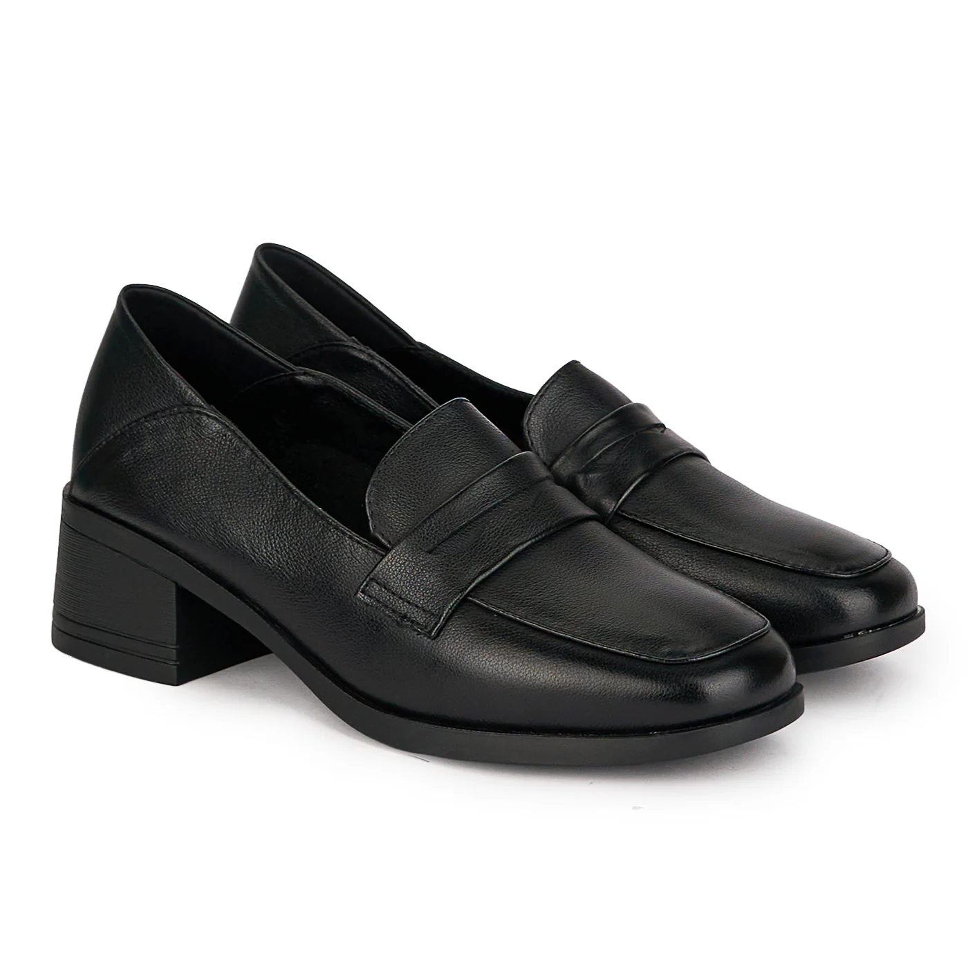 Pantofi casual dama din piele naturala neagra cu toc gros 4.5 cm 18670 - Image 4
