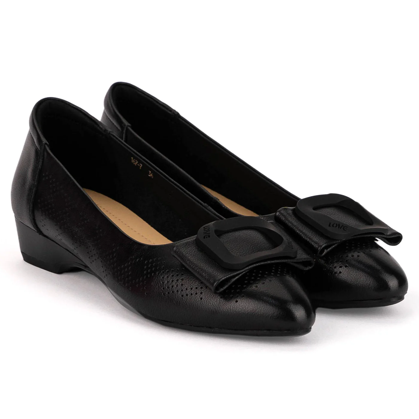 Pantofi dama din piele naturala neagra cu toc mic 3 cm 18795 - Image 4