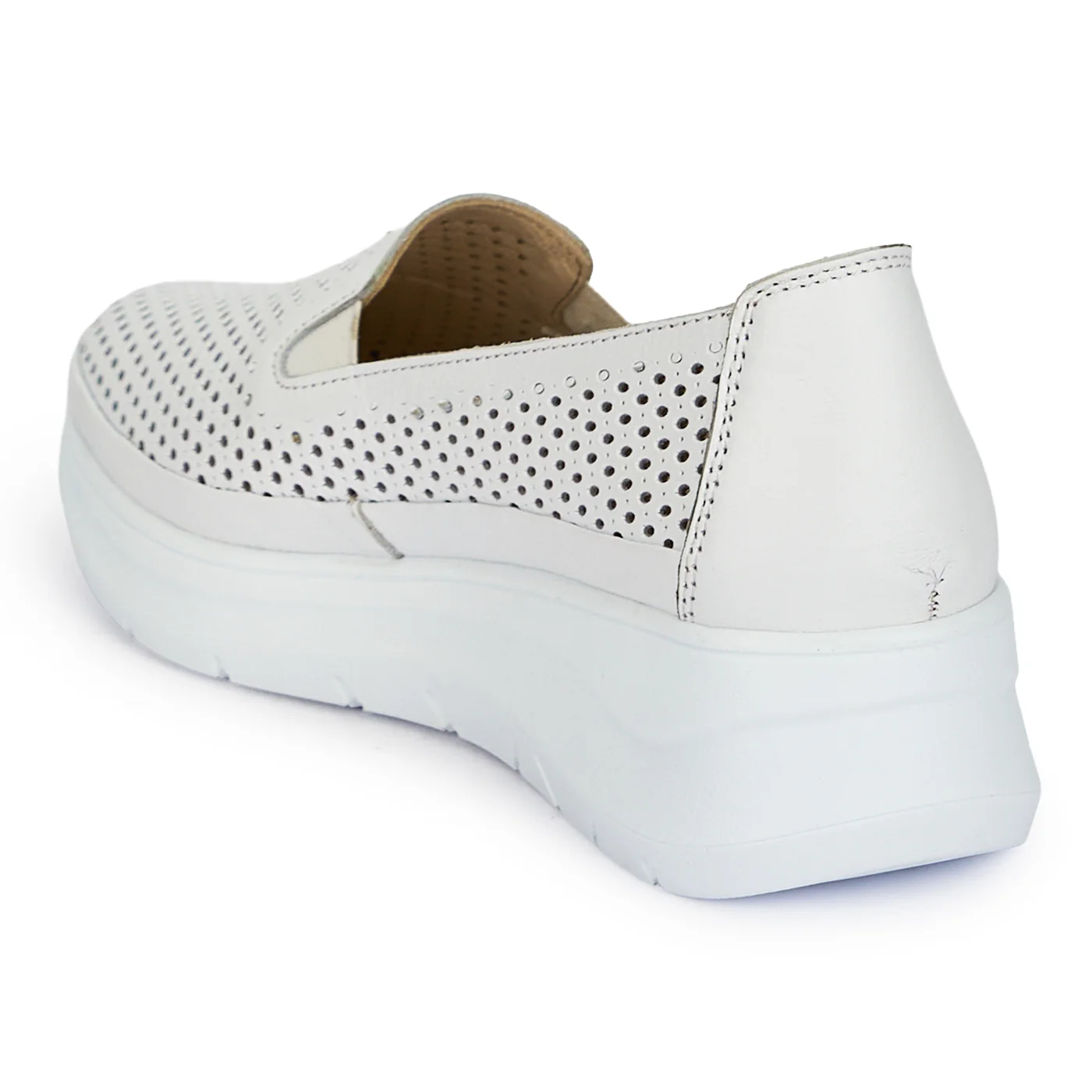 Pantofi casual dama din piele naturala perforata alba cu talpa otopedica 19722 - Image 2