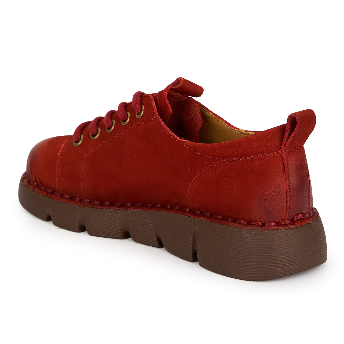 Pantofi casual dama din piele naturala rosie 19527 - Image 2