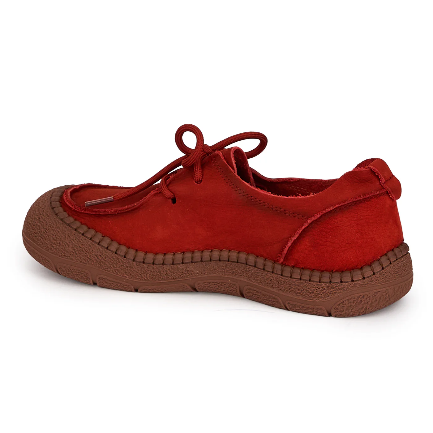 Pantofi casual dama din piele naturala rosie cu siret 18728 - Image 2