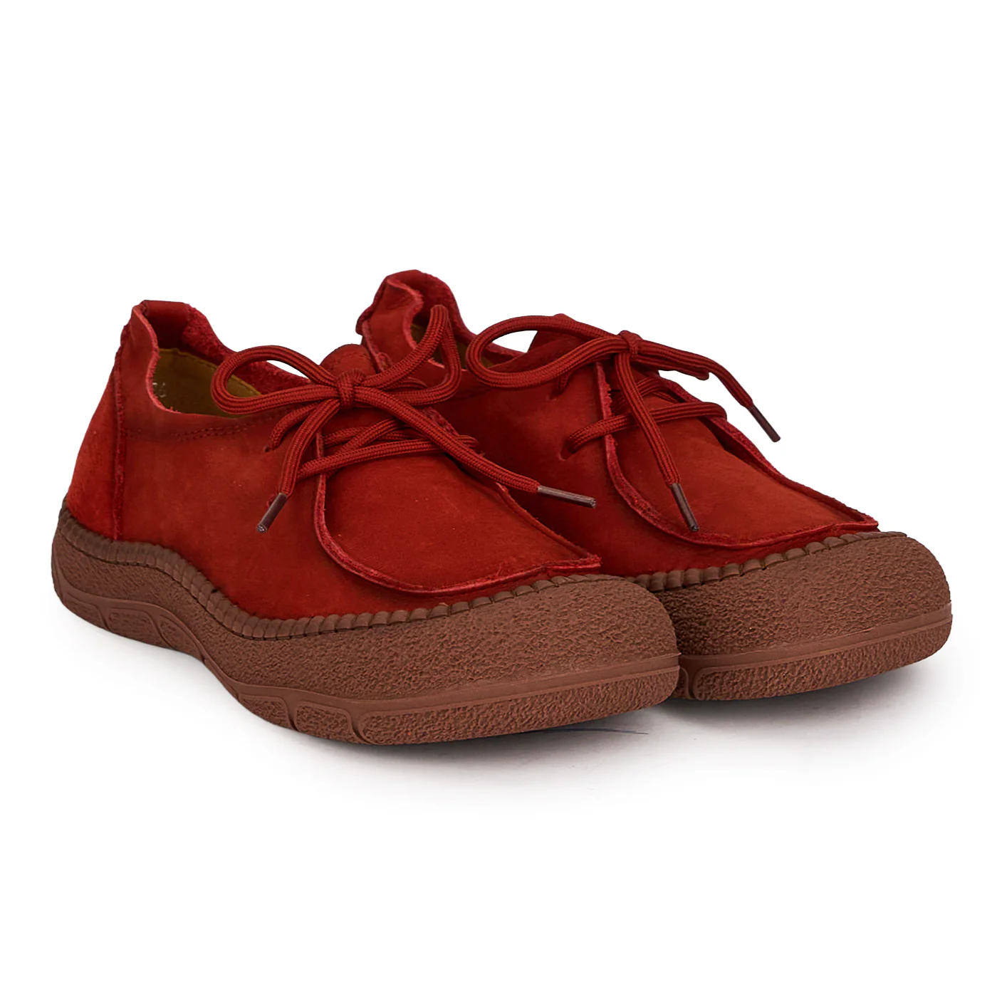 Pantofi casual dama din piele naturala rosie cu siret 18728 - Image 4