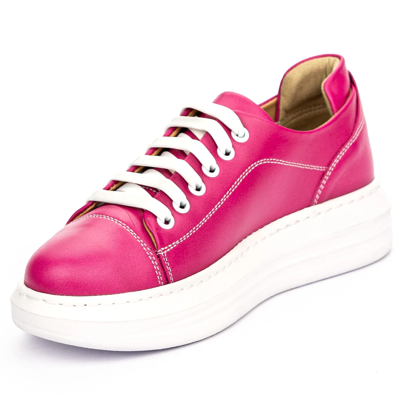 Pantofi casual dama din piele naturala roz 13124 - Image 3