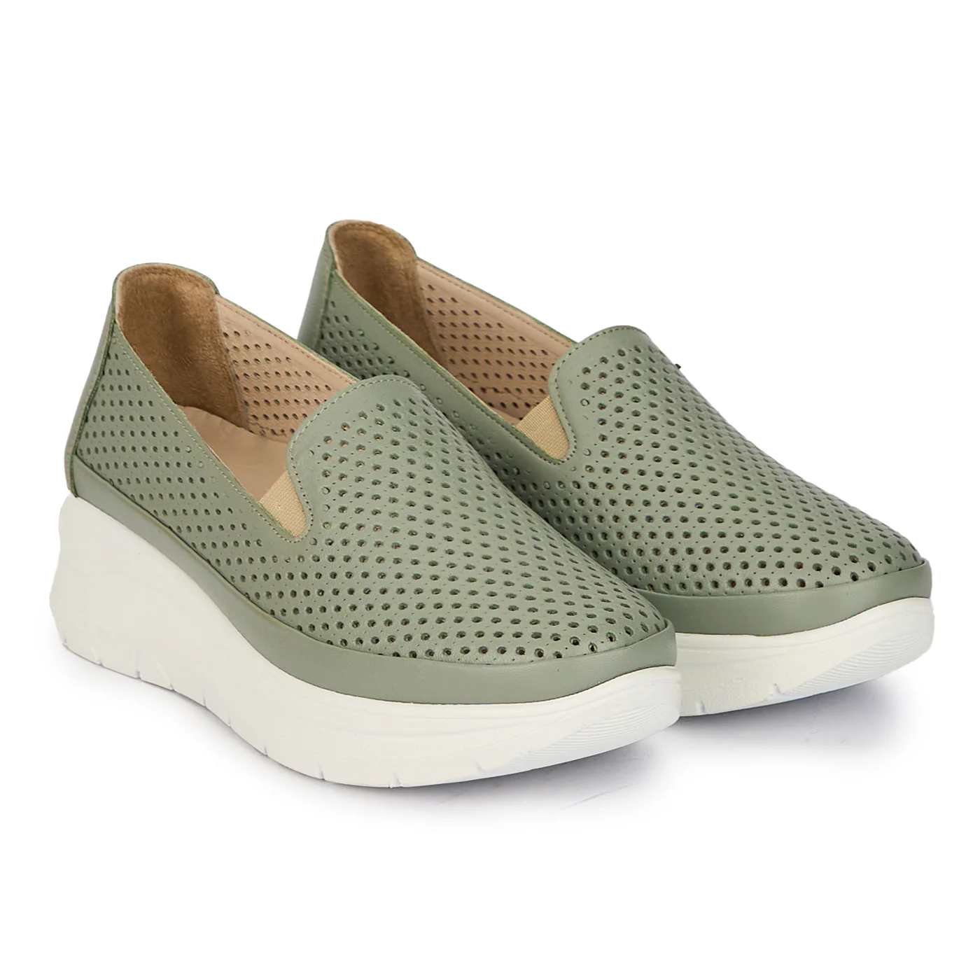 Pantofi casual dama din piele naturala verde 18017 - Image 4