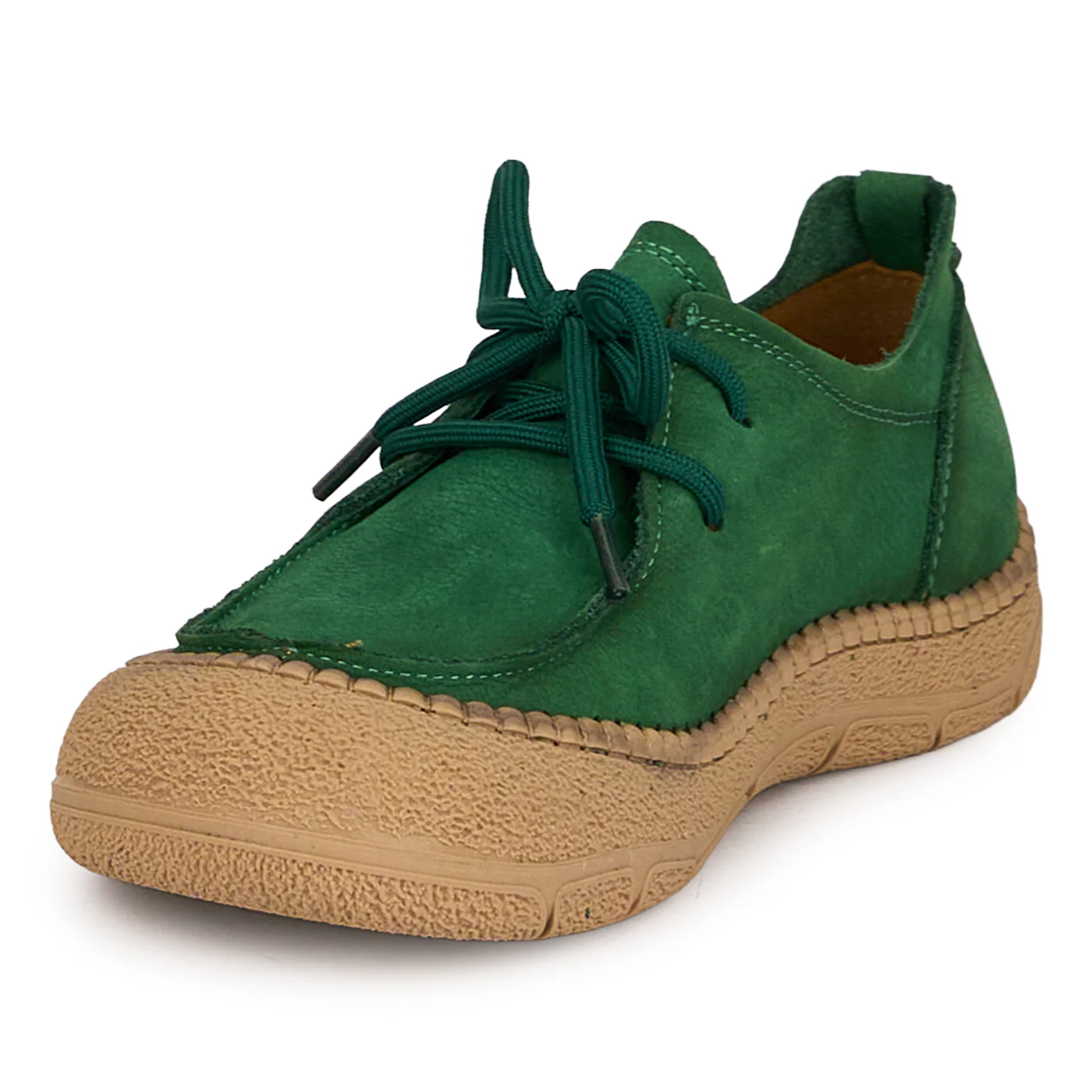 Pantofi casual dama din piele naturala verde cu siret 18724 - Image 3
