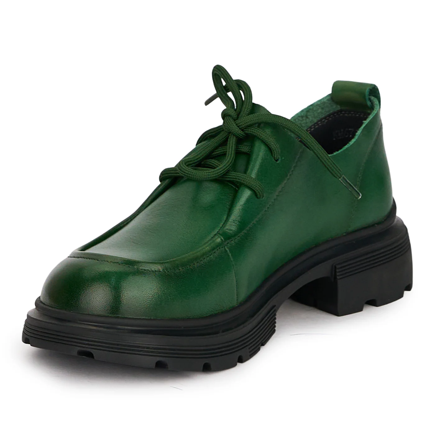 Pantofi casual dama din piele naturala verde cu siret 18735 - Image 3