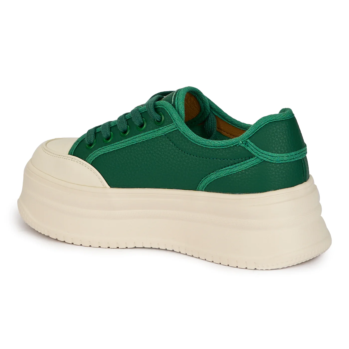Pantofi casual dama din piele naturala verde cu talpa inalta 18248 - Image 2