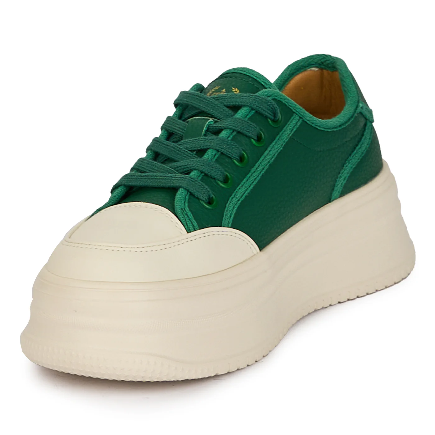 Pantofi casual dama din piele naturala verde cu talpa inalta 18248 - Image 3