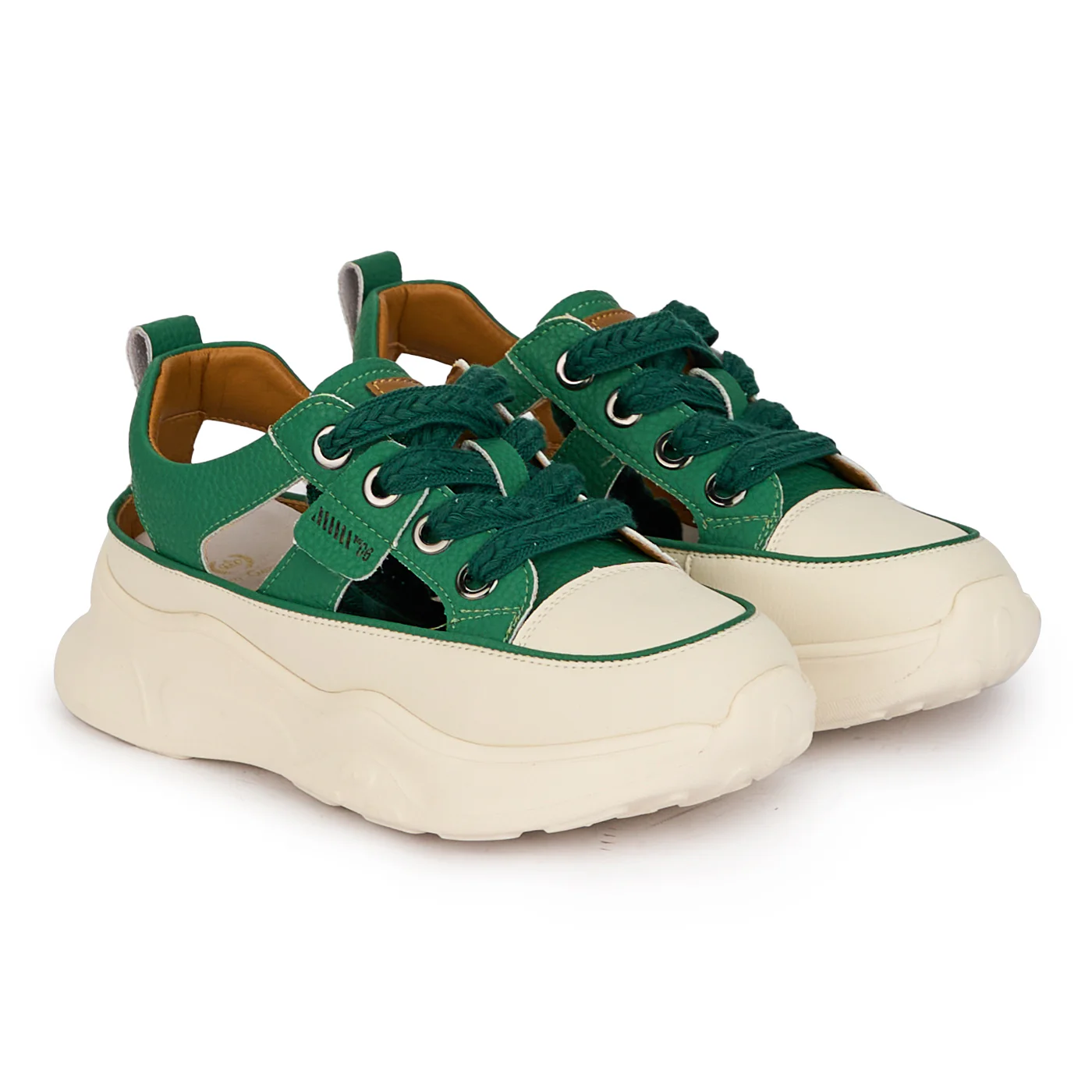 Pantofi casual dama din piele naturala verde decupati lateral 18247 - Image 5