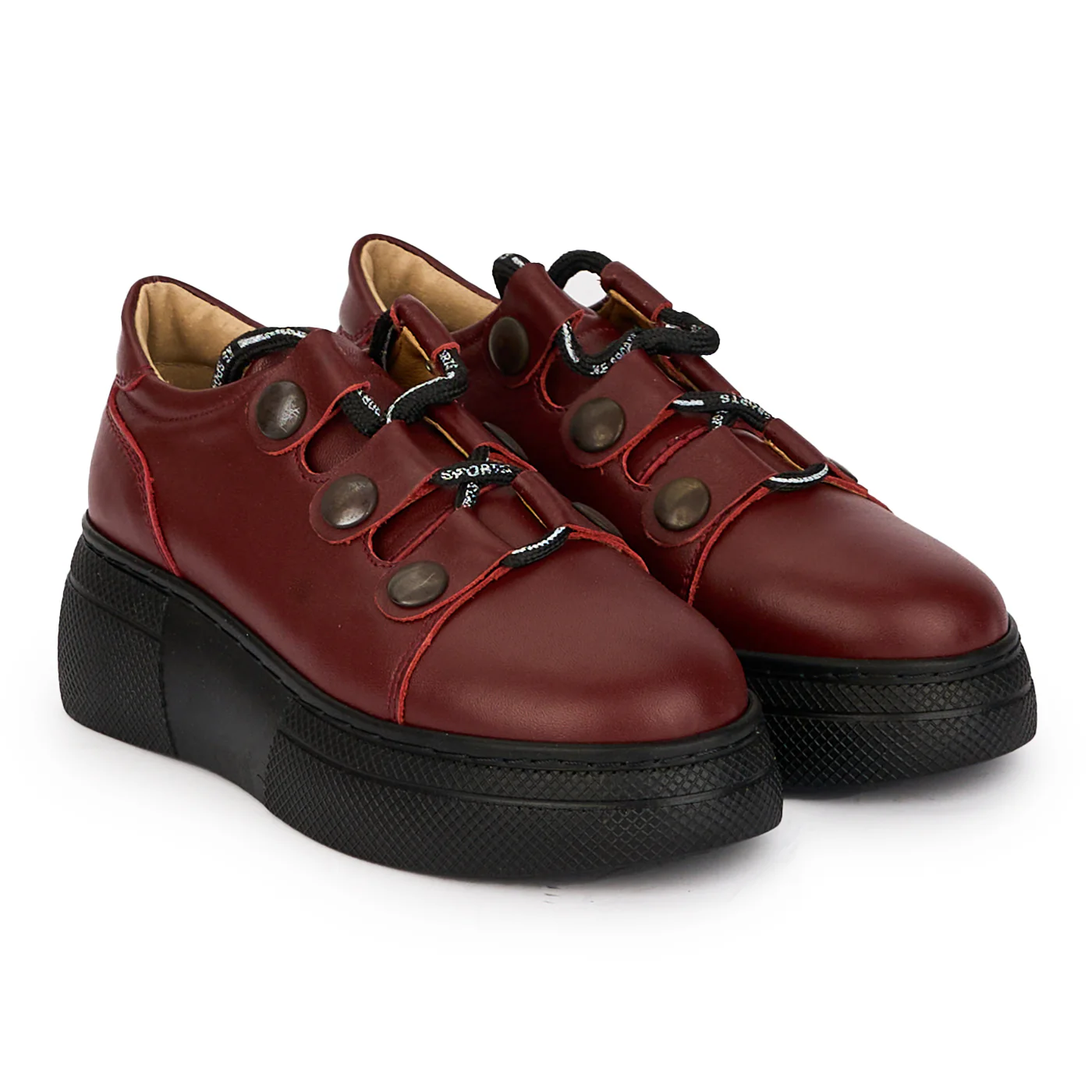 Pantofi casual dama din piele naturala visinie 18153 - Image 4