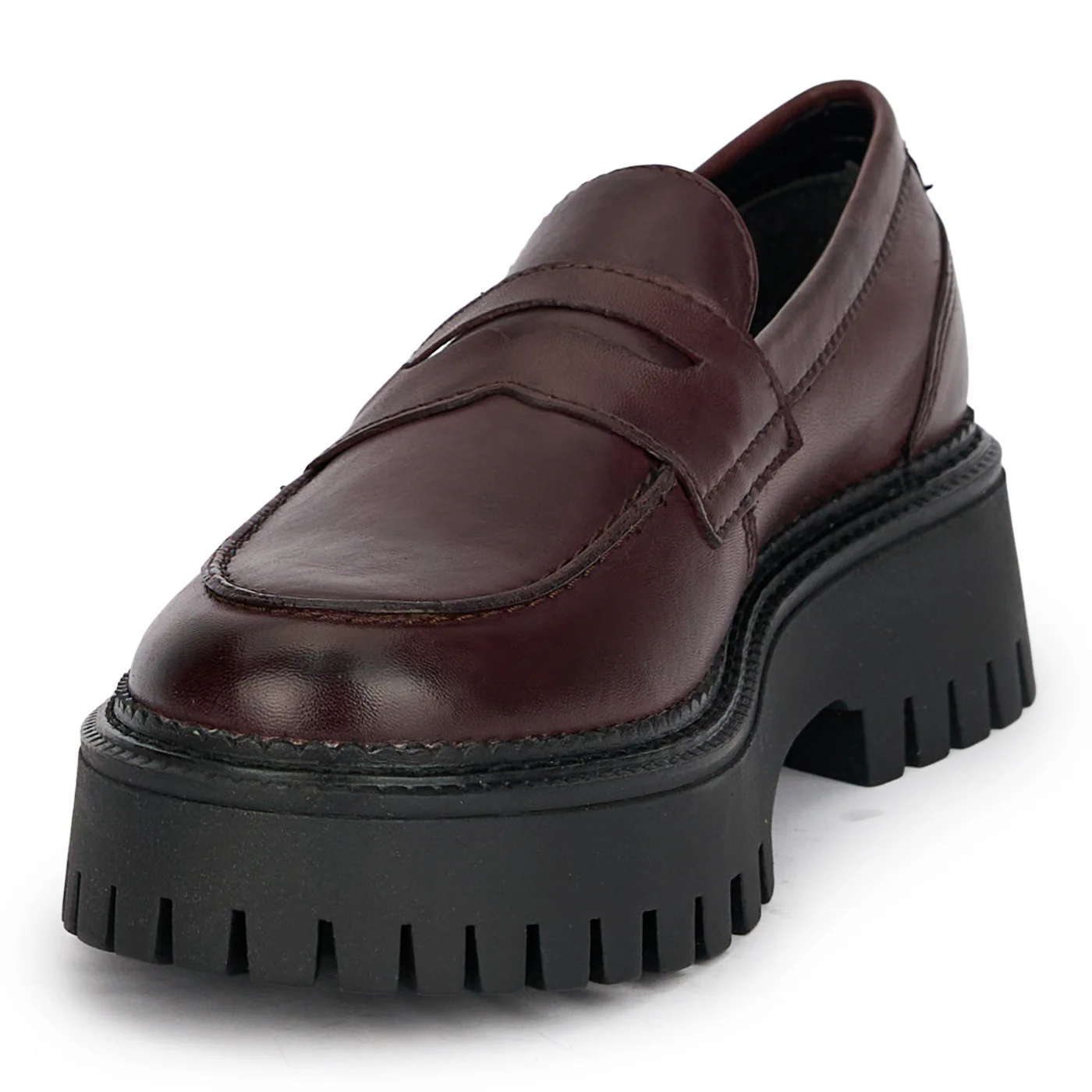 Pantofi casual dama din piele naturala visinie 18874 - Image 3