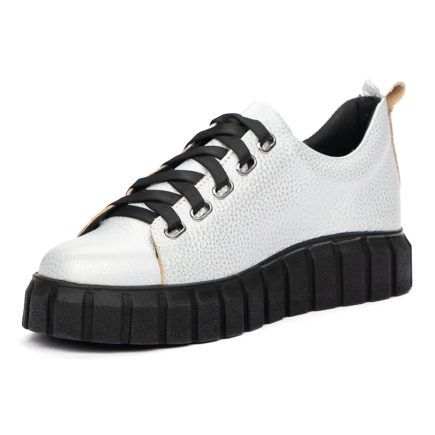 Pantofi casual din piele naturala alba 8407 - Image 4