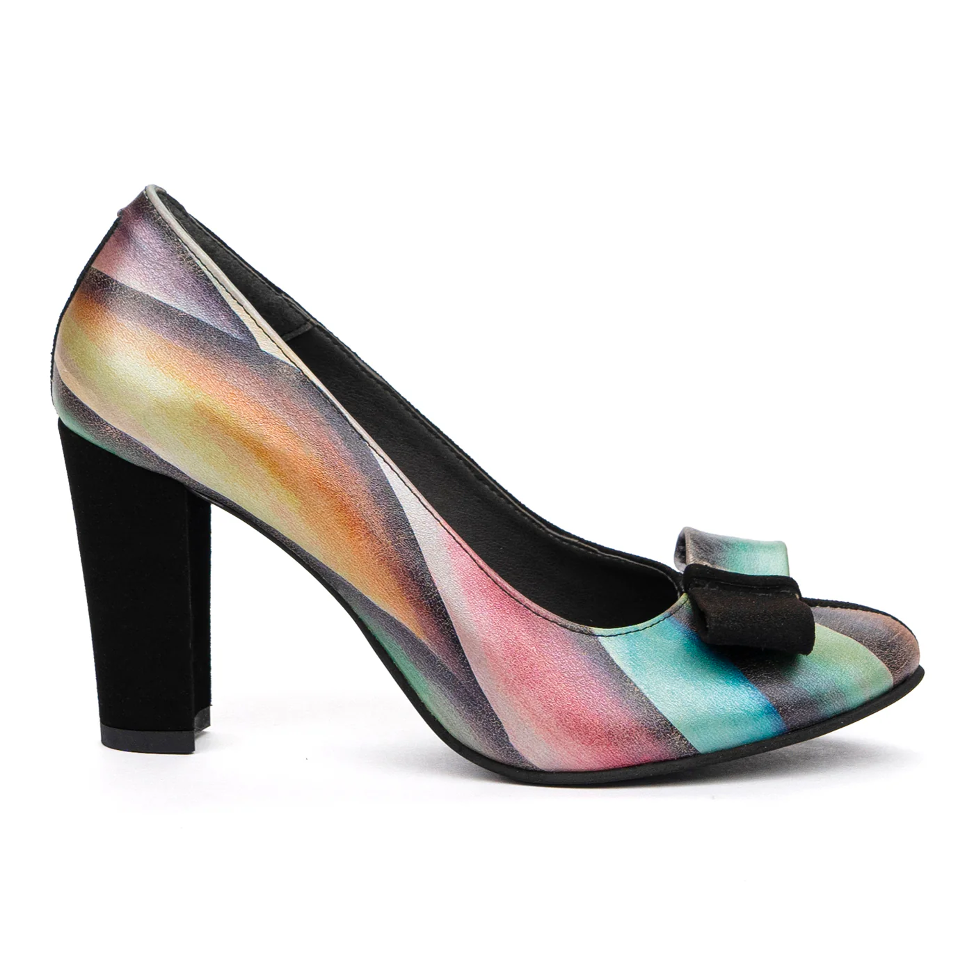 Pantofi cu Toc 9 Cm Eleganti Dama din Piele Naturala Multicolor 9978