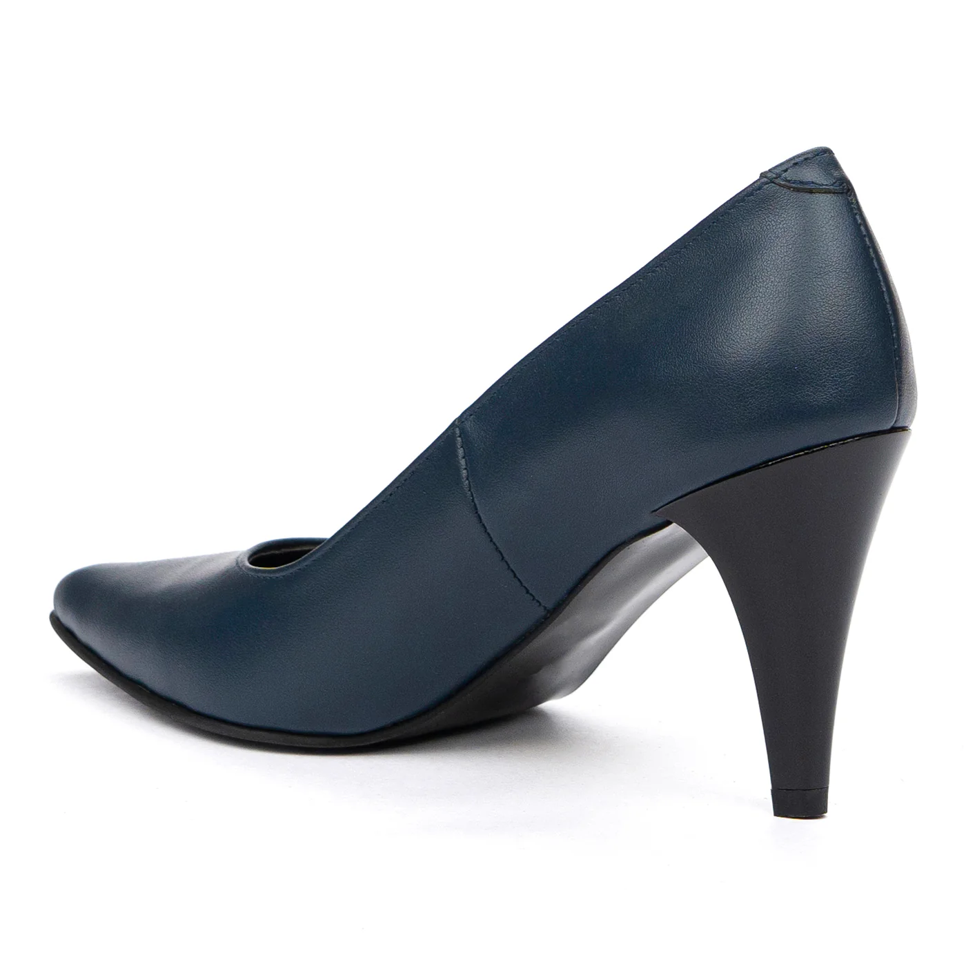 Pantofi cu Toc Albastri Dama din Piele Naturala 4050 - Image 3