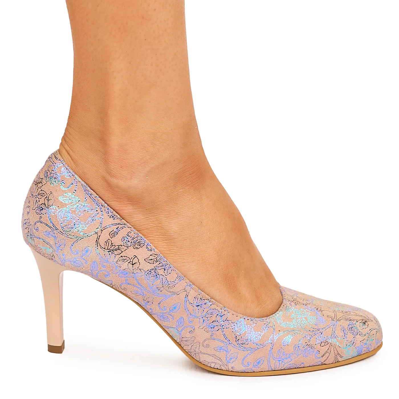Pantofi cu Toc Subtire Eleganti din Piele Naturala Multicolor 10226