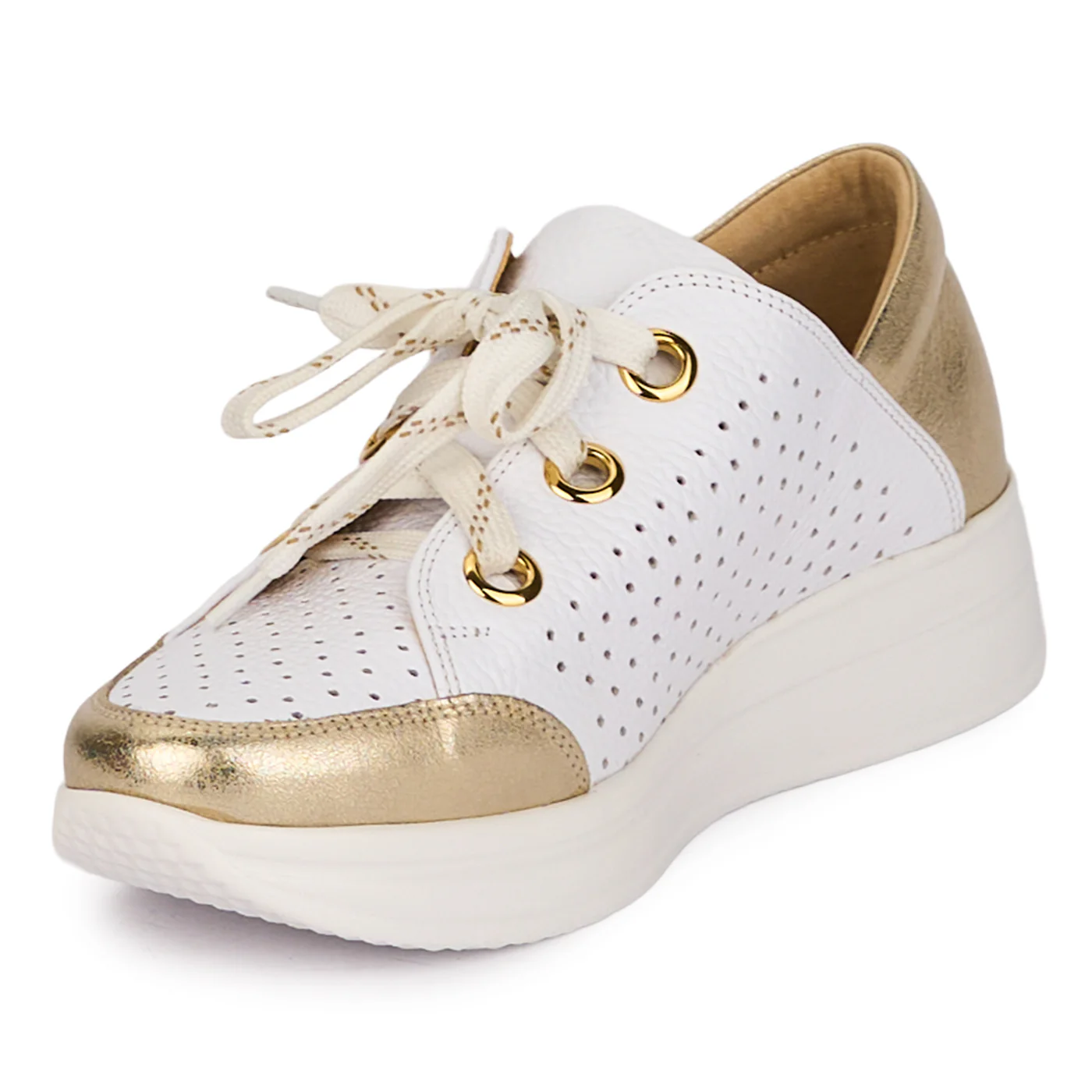 Pantofi dama casual din piele naturala alba 18472 - Image 3