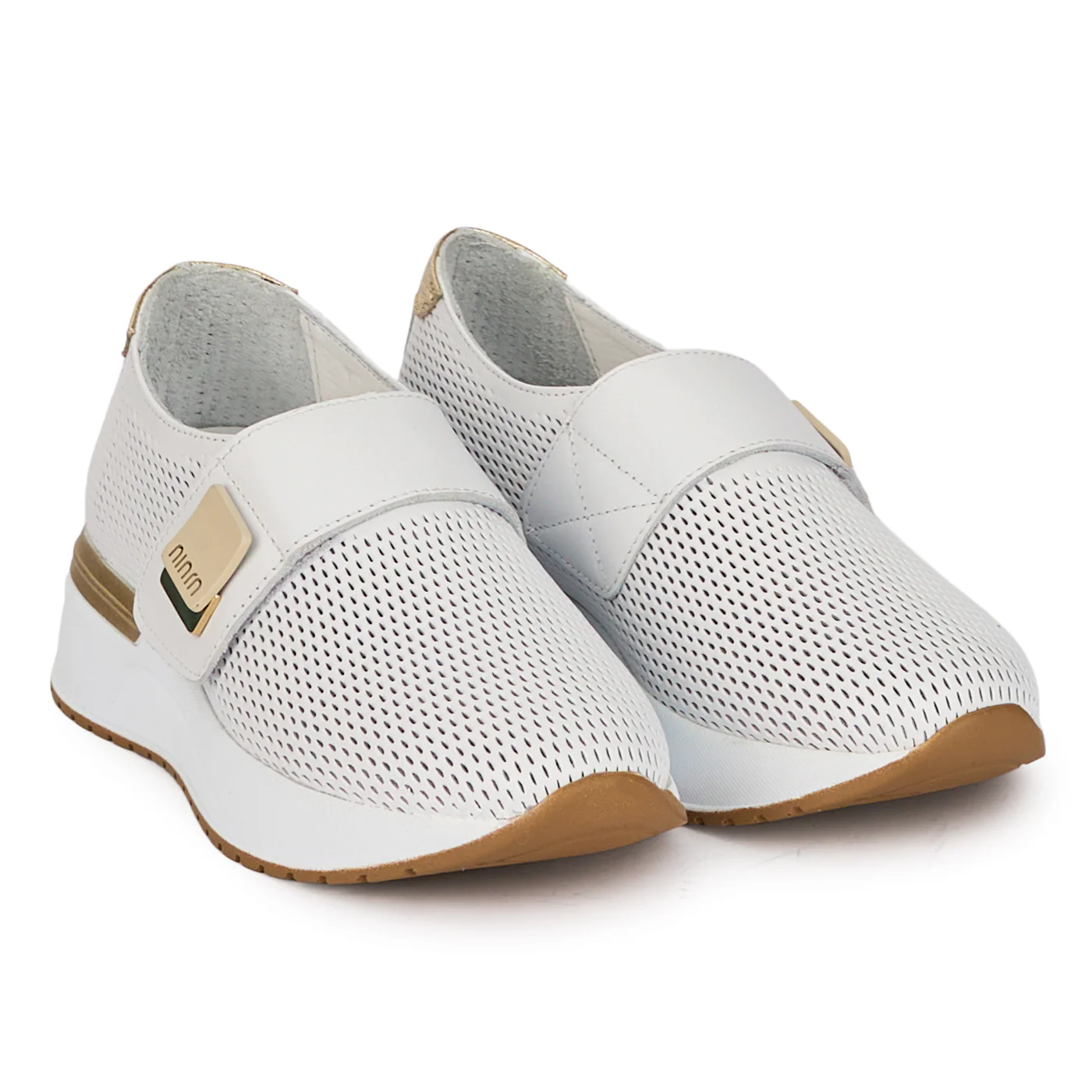 Pantofi dama casual din piele naturala alba perforata 18474 - Image 4