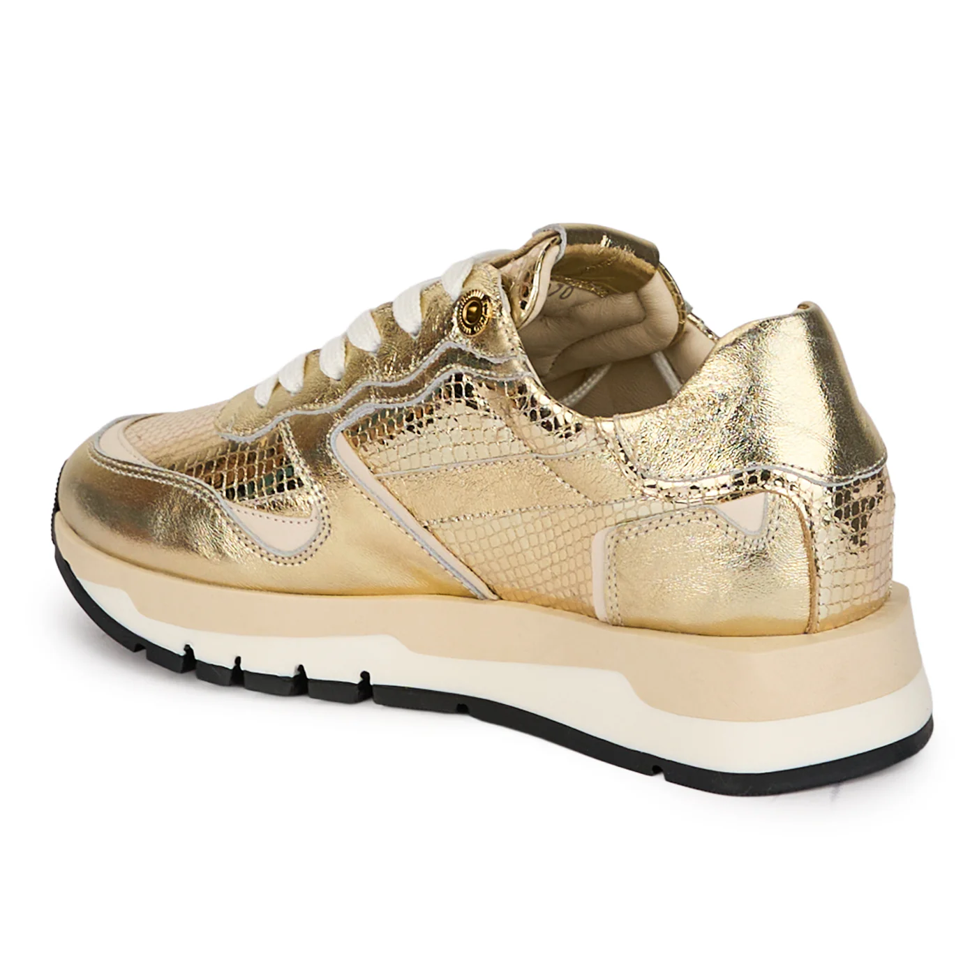 Pantofi dama casual din piele naturala aurie 18487 - Image 2